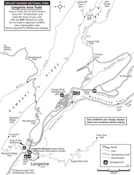 Longmire and Cougar Rock Area trails map