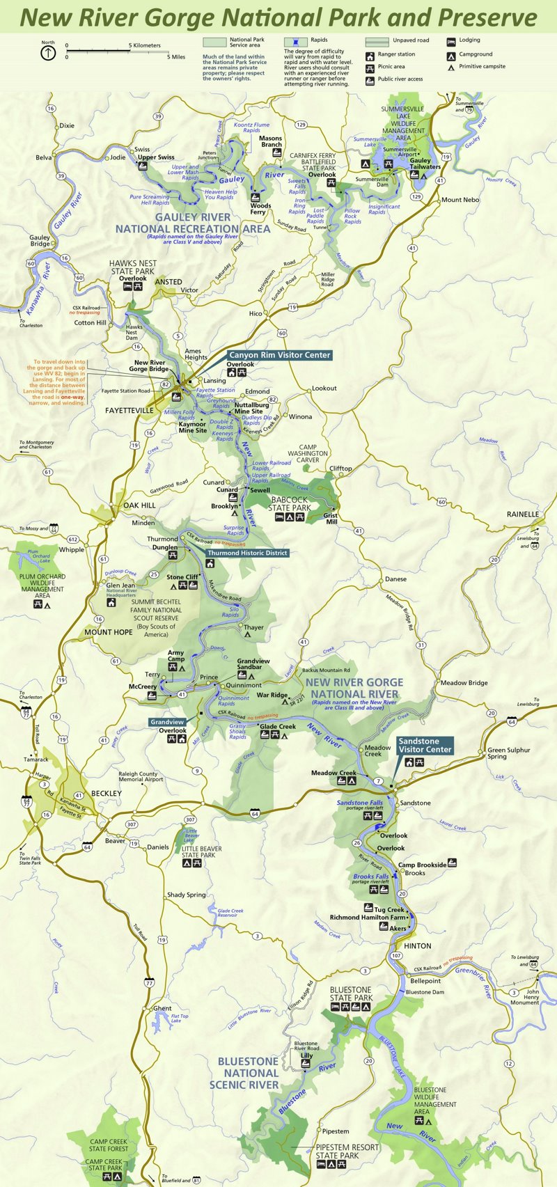 Map of New River Gorge National Park and Preserve
