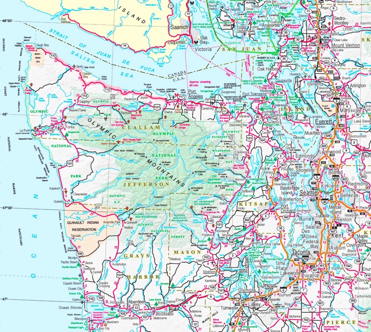 Olympic National Park area road map