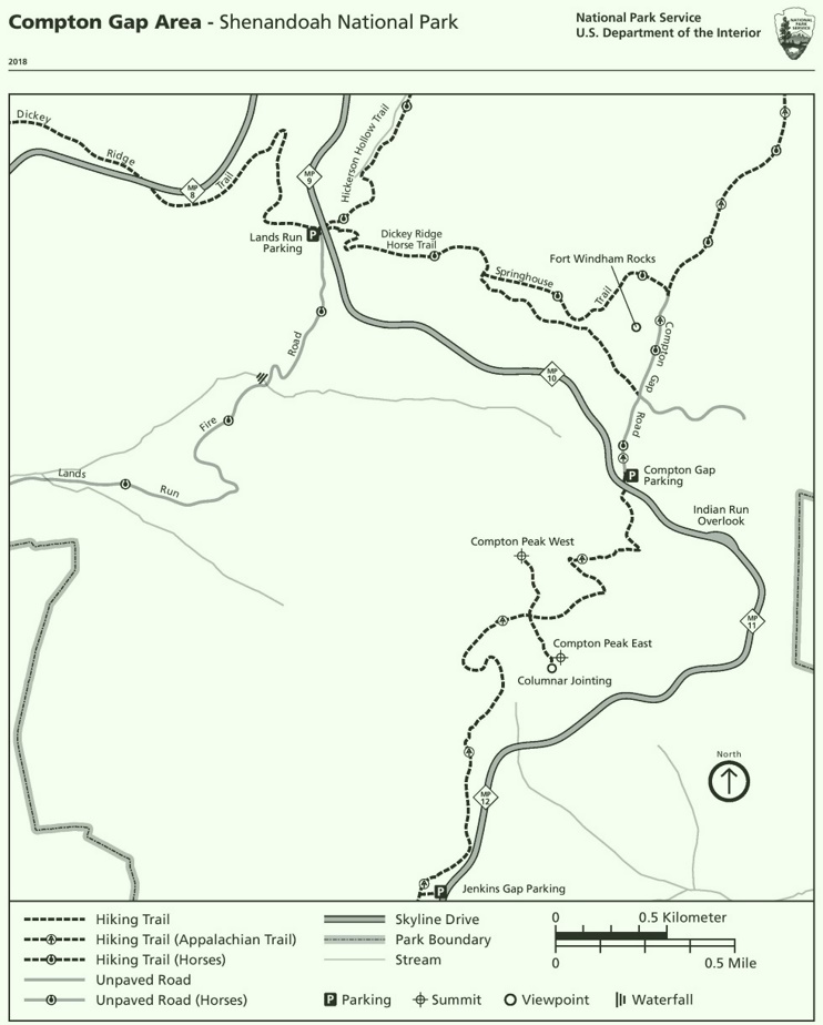 Shenandoah Compton Gap Area trail map