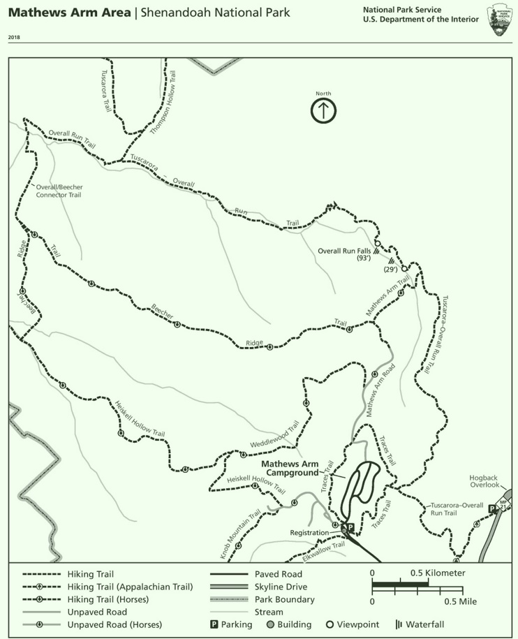 Shenandoah Mathews Arm Area trail map