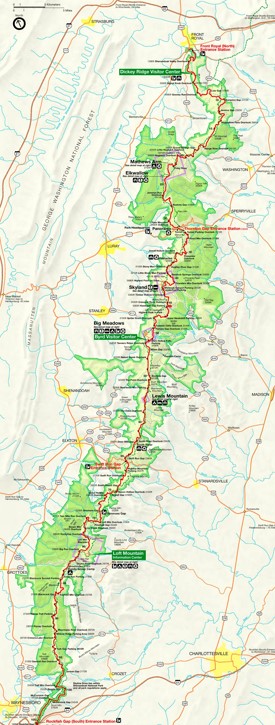 Shenandoah National Park tourist map