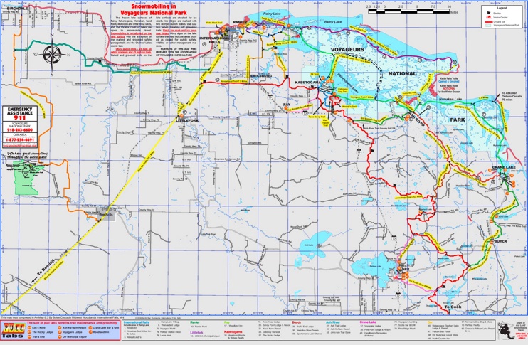 Voyageurs National Park snowmobile trails map