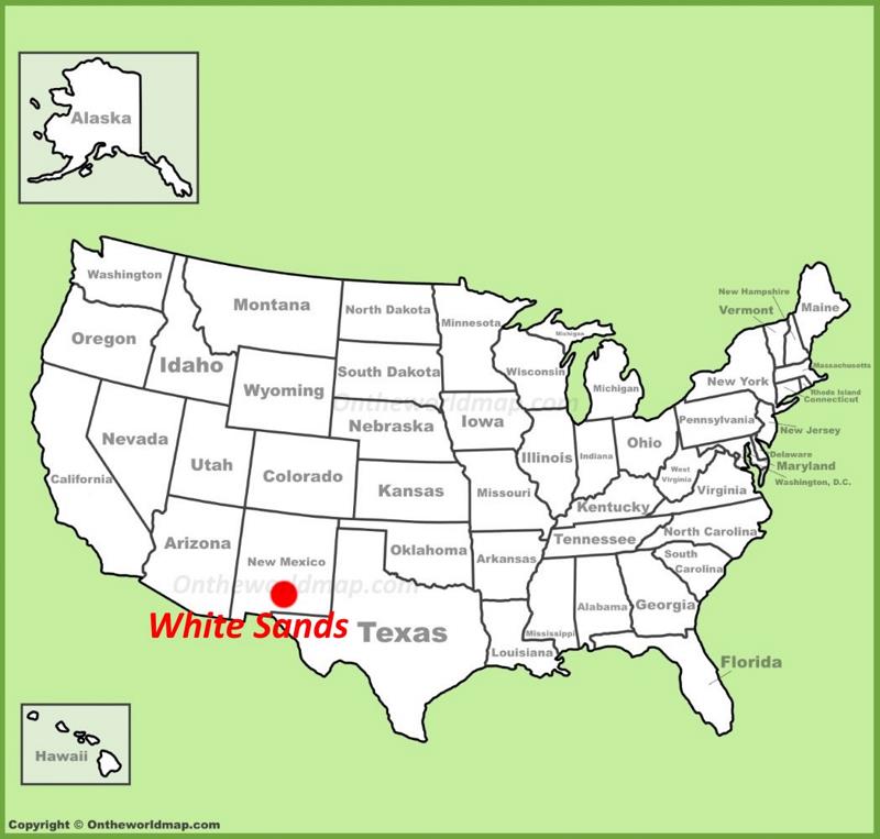 White Sands location on the U.S. Map