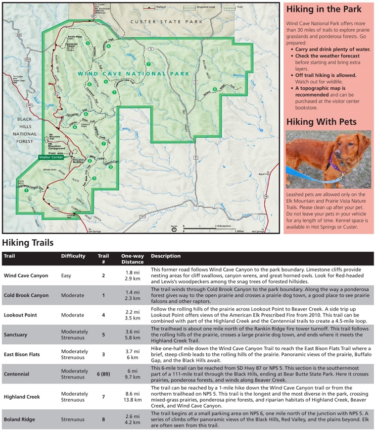 Wind Cave National Park hiking map