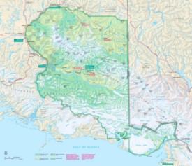 Large detailed tourist map of Wrangell–St. Elias National Park