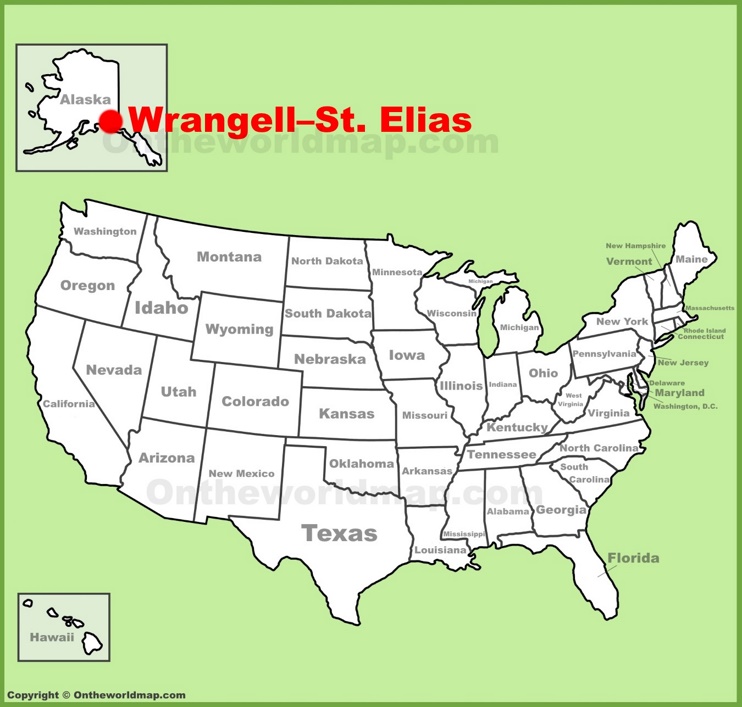 Wrangell–St. Elias National Park location on the U.S. Map
