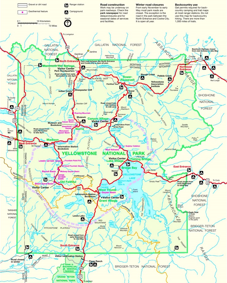 Yellowstone road map