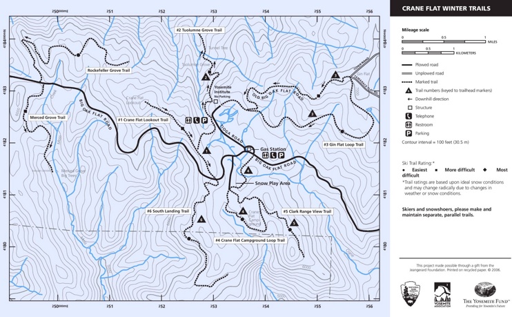 Yosemite Crane Flat winter trails map