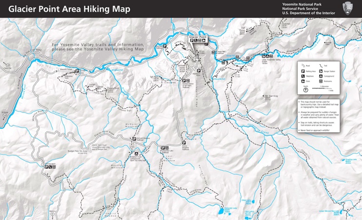 Yosemite Glacier Point area hiking map