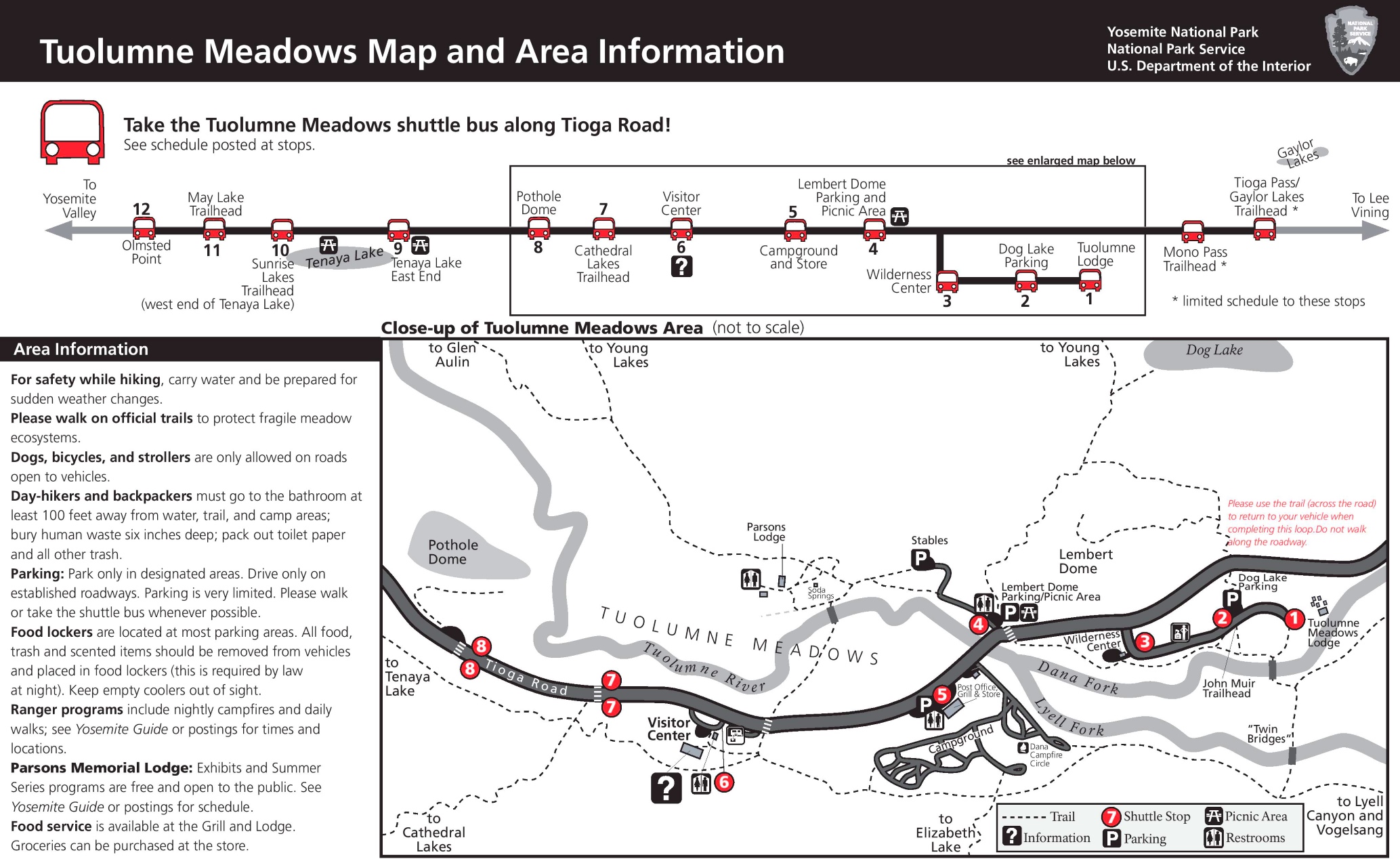 Tuolumne Meadows Trail Map