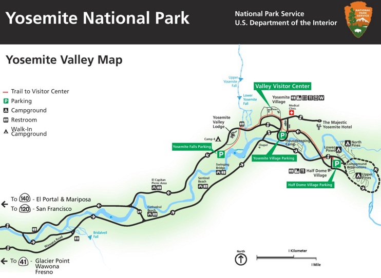 Yosemite Valley tourist map