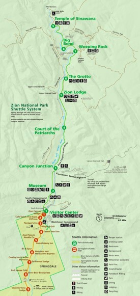 Zion National Park shuttle bus map