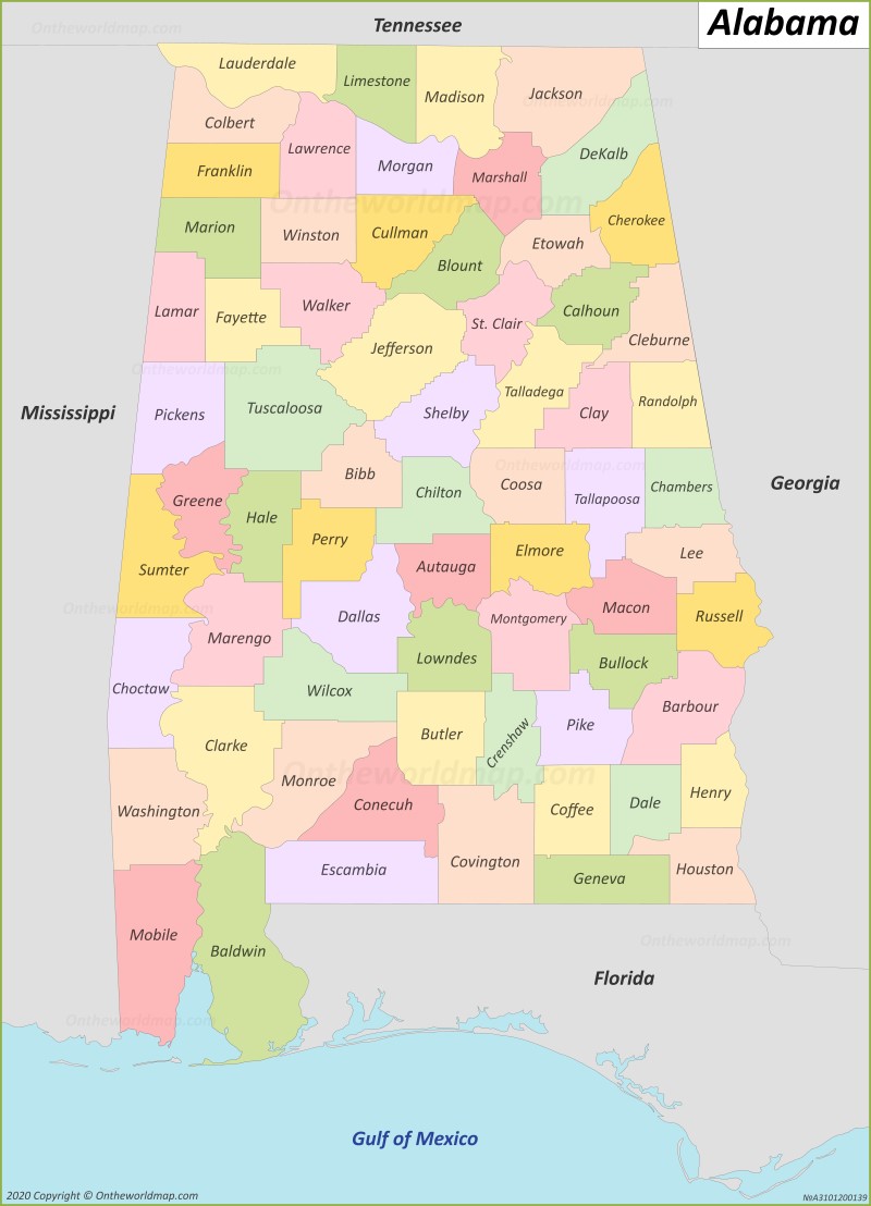 Alabama County Map