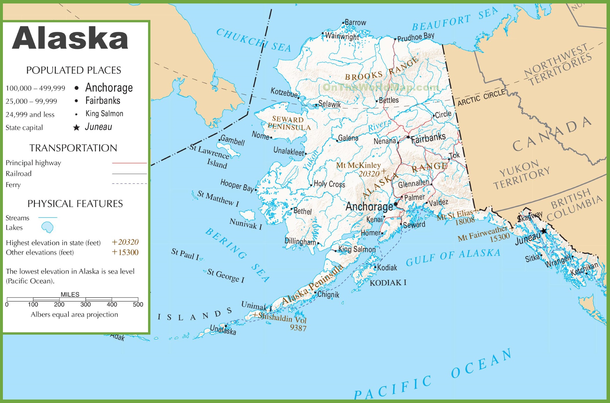 Alaska road and railroad map