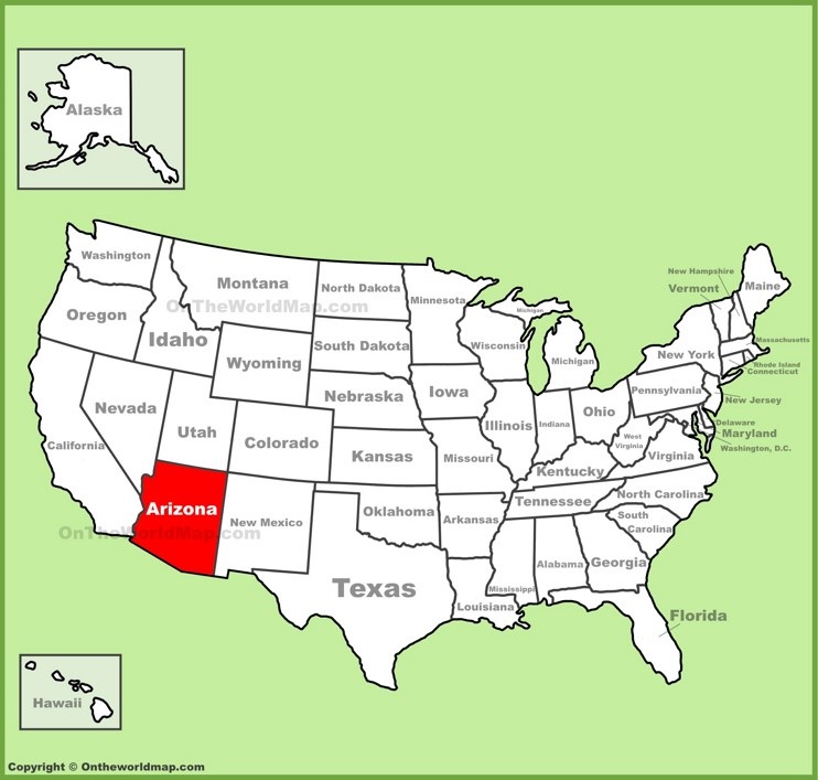 Arizona location on the U.S. Map