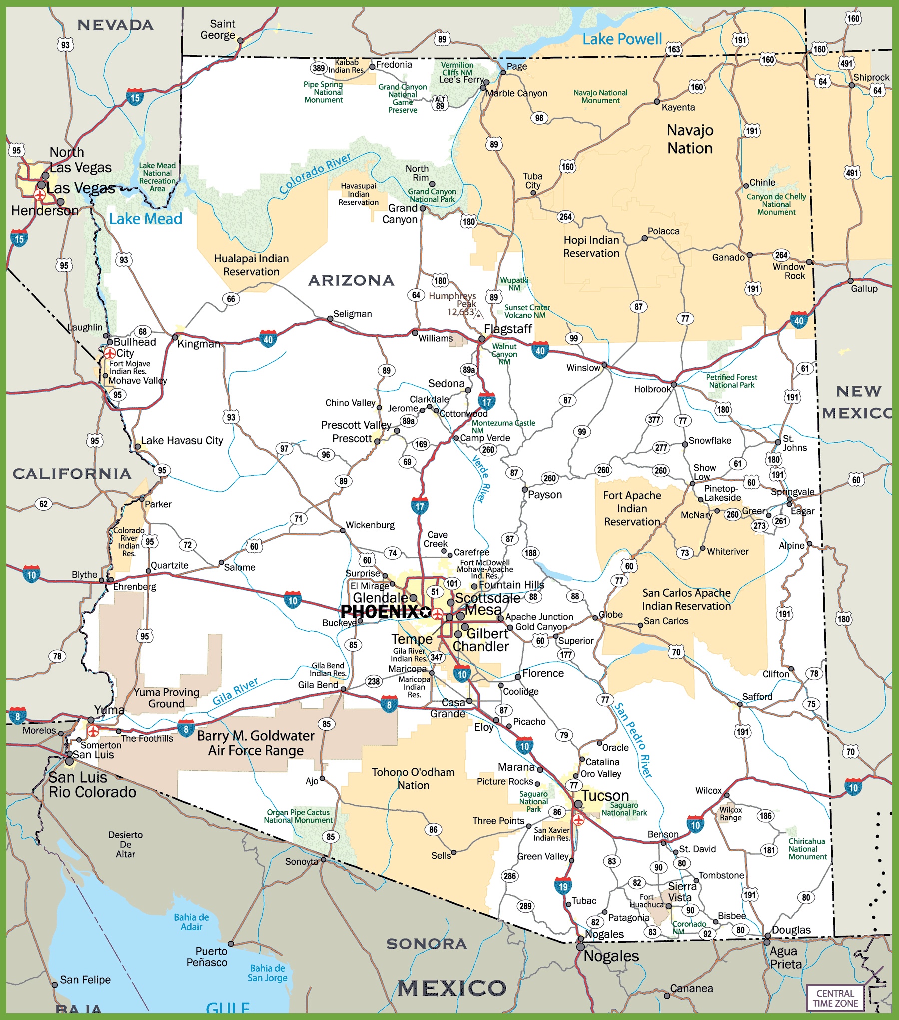 Free Arizona Road Map Arizona Road Map