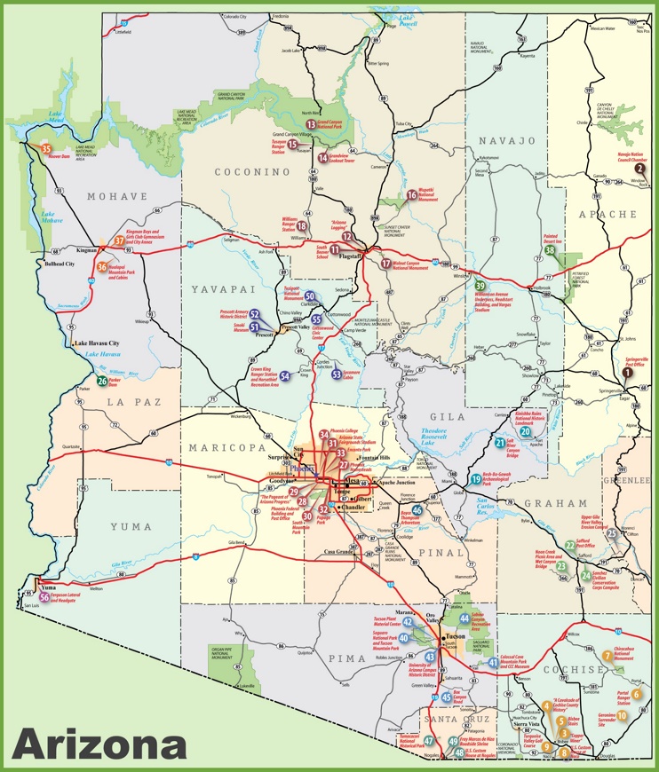 Arizona sightseeing map