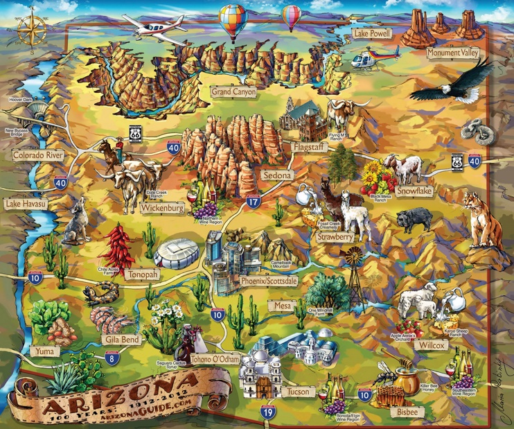 Arizona travel illustrated map