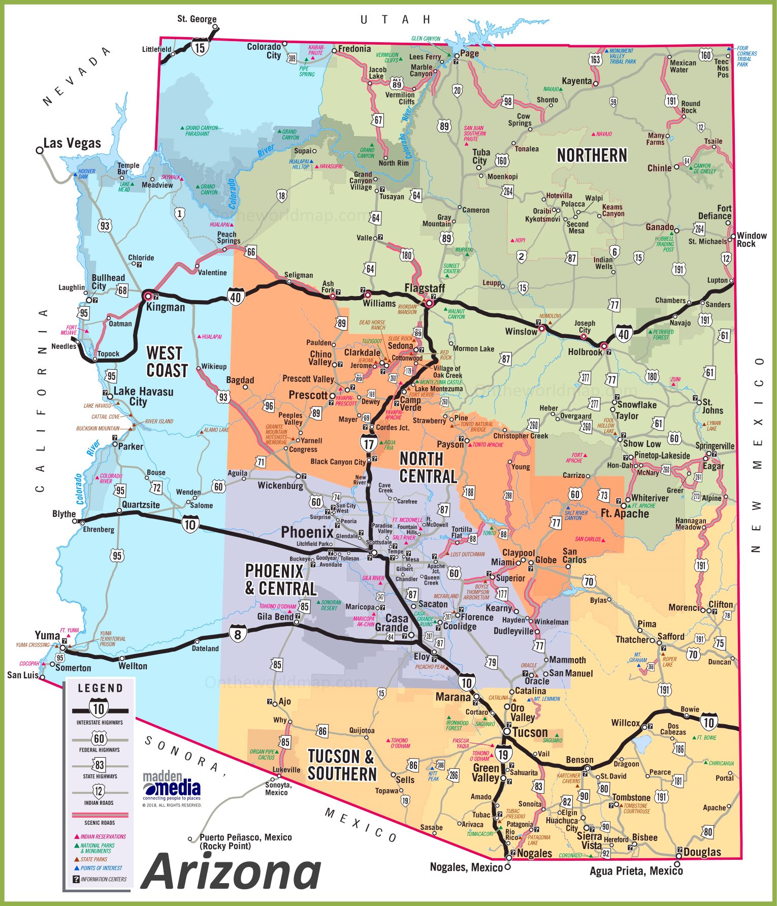 Printable Road Map Of Arizona 0975