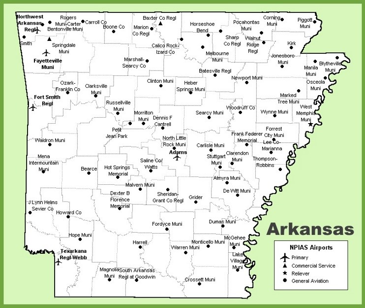 Arkansas airports map