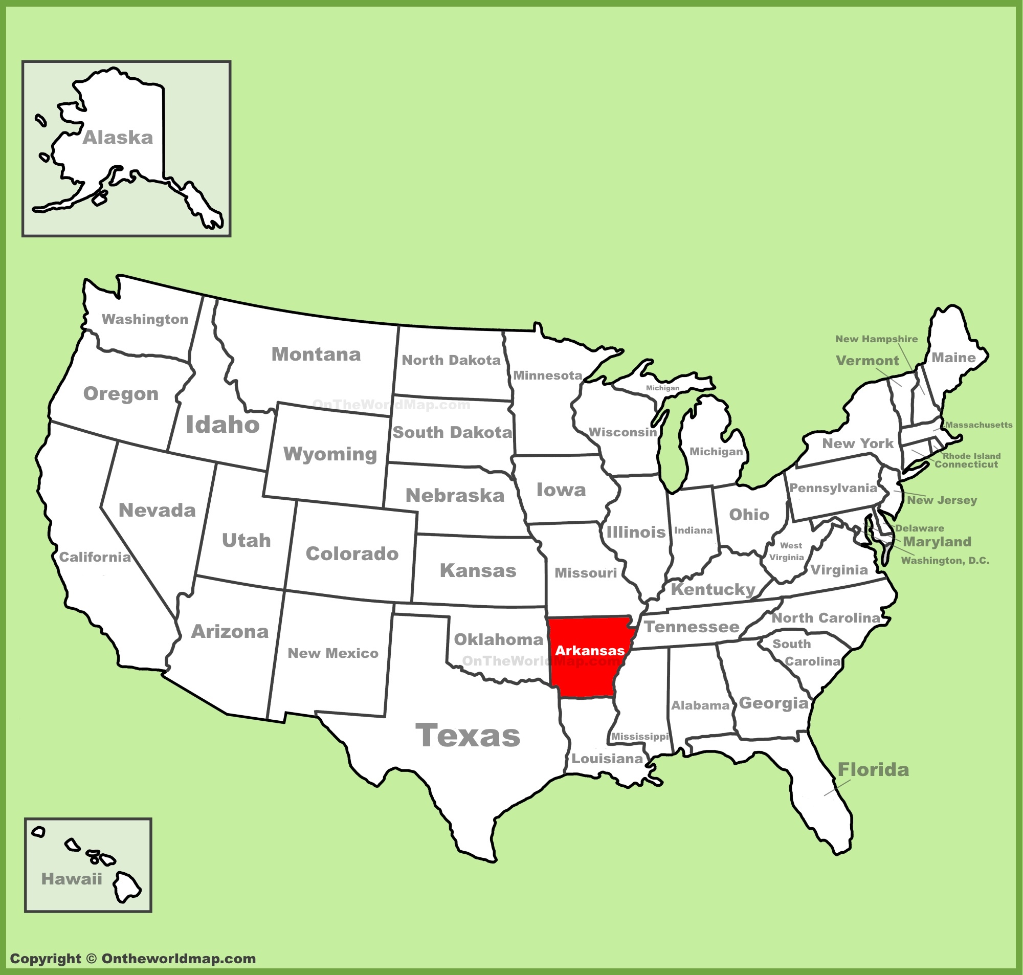 Arkansas location on the U.S. Map - Ontheworldmap.com