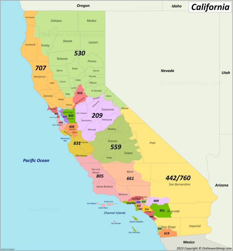 California Area Codes Map Max 