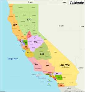 California Area Codes Map