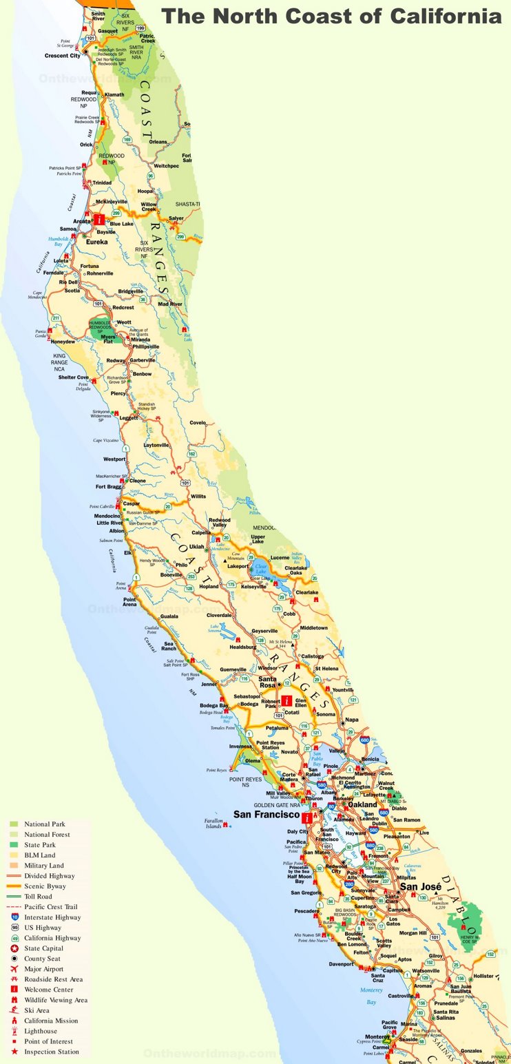 Map California North Topographic Map Of Usa With States