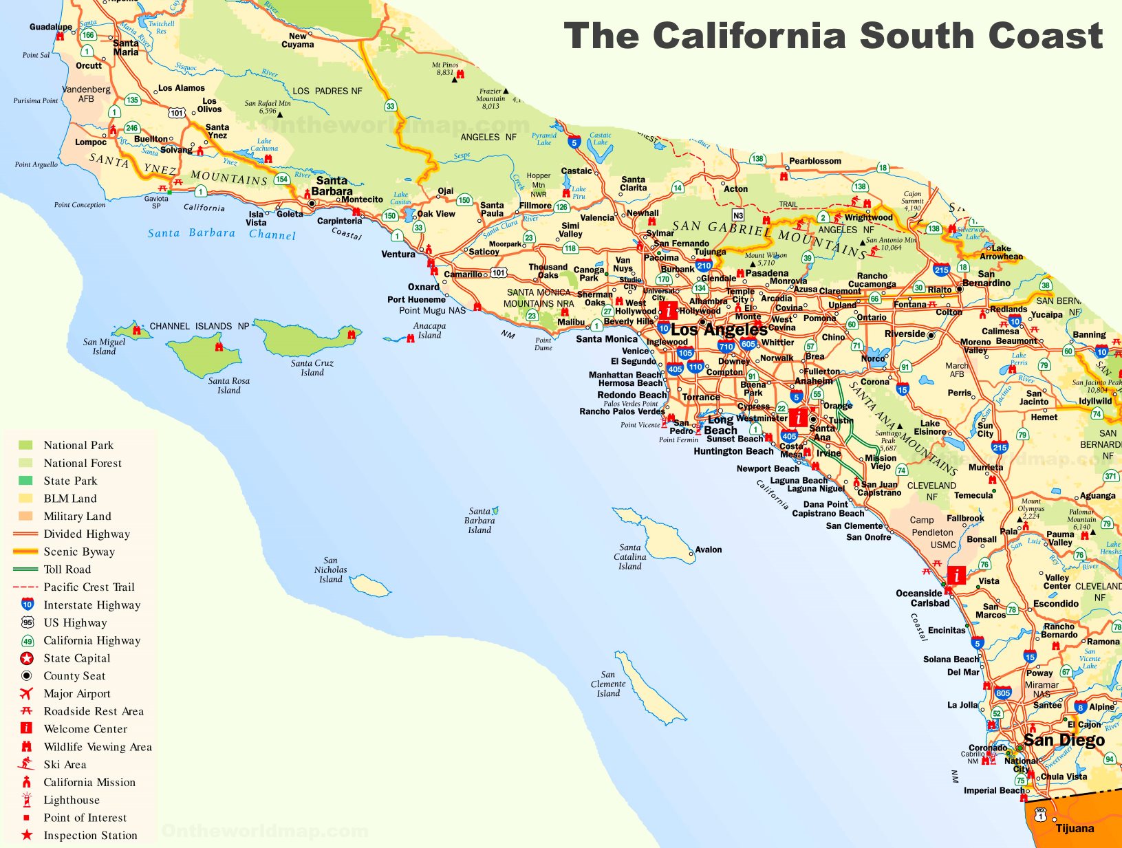 Southern California Coast Map Beaches 0477