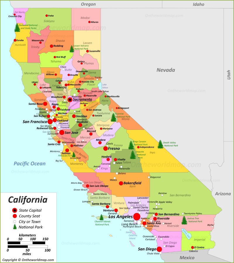 california on a map