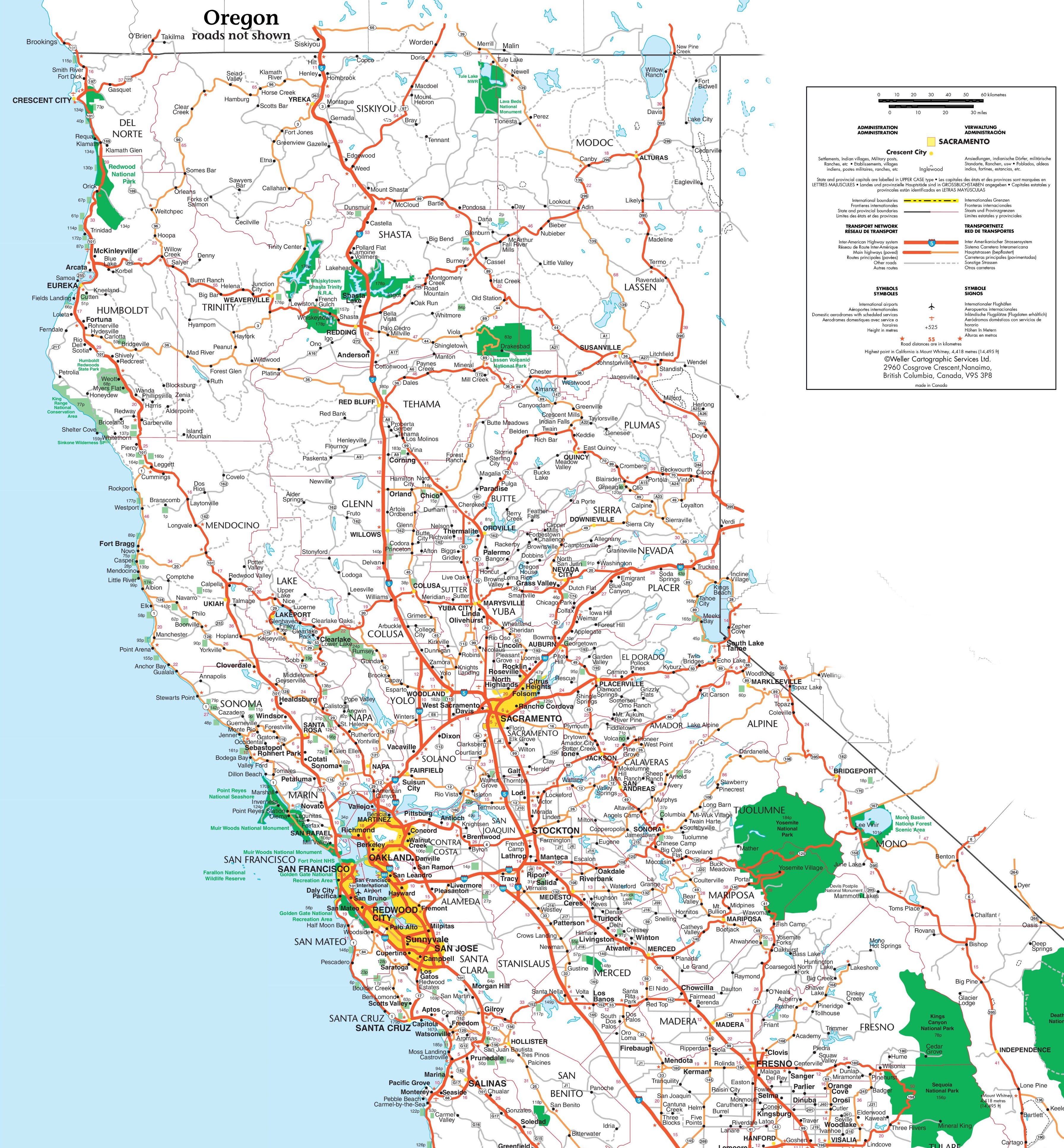 no california map with cities