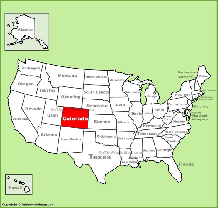 Colorado location on the U.S. Map