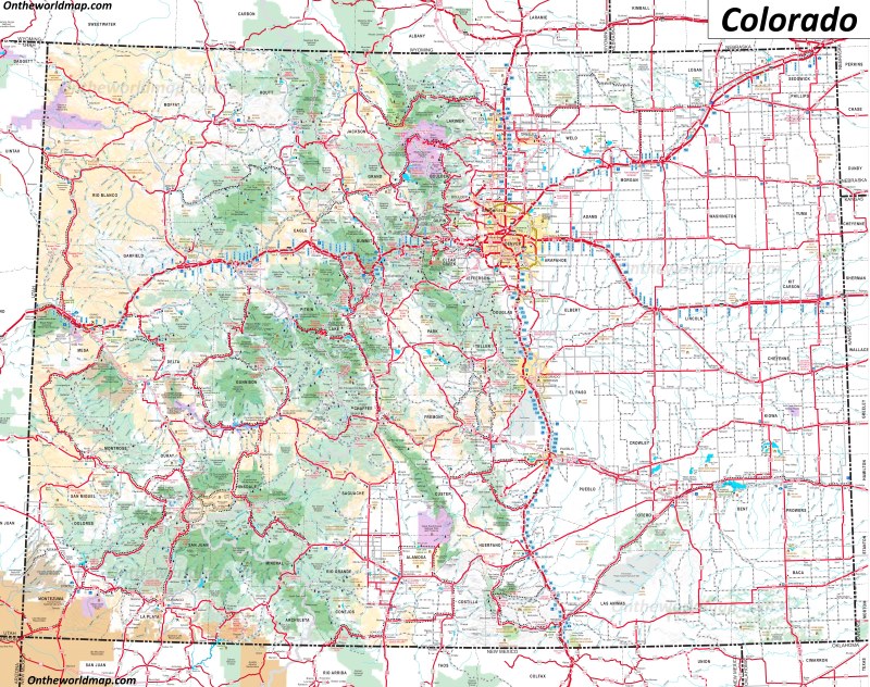 Detailed Map of Colorado