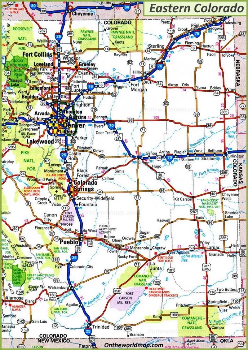 Map of Eastern Colorado