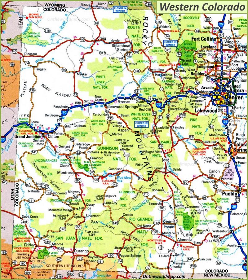 Map of Western Colorado