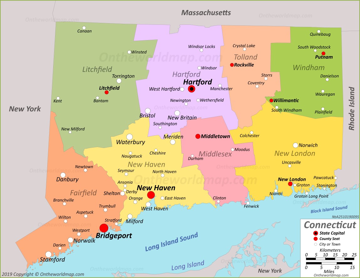 Mapa De Connecticut Y Sus Ciudades Connecticut State Map | Usa | Maps Of Connecticut (Ct)