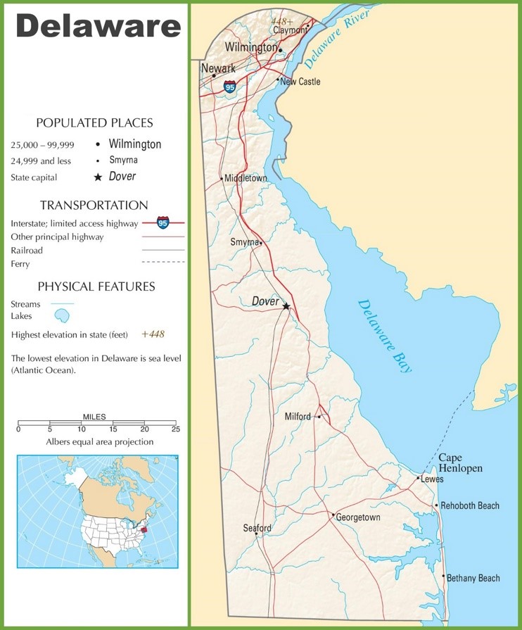 Delaware highway map