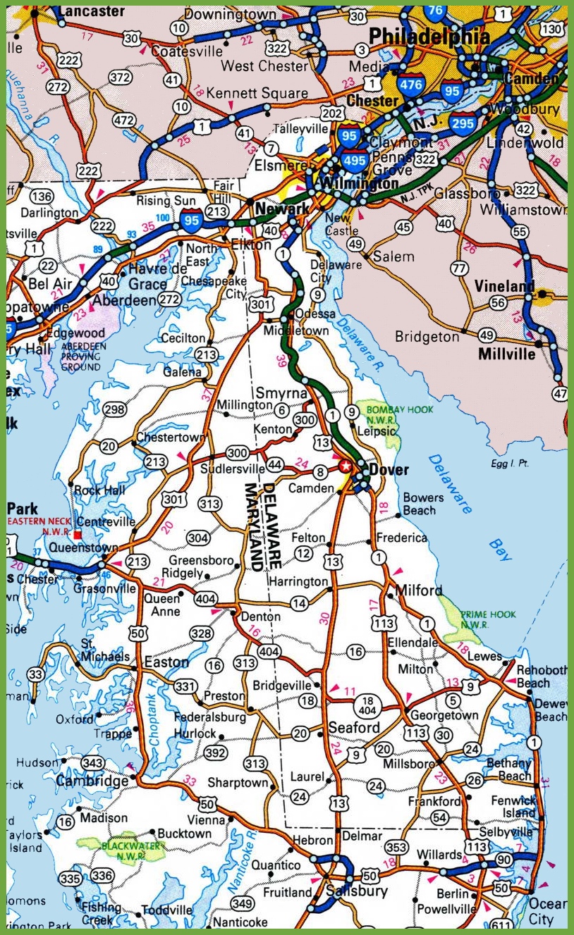 Large Map Of Delaware Delaware Road Map