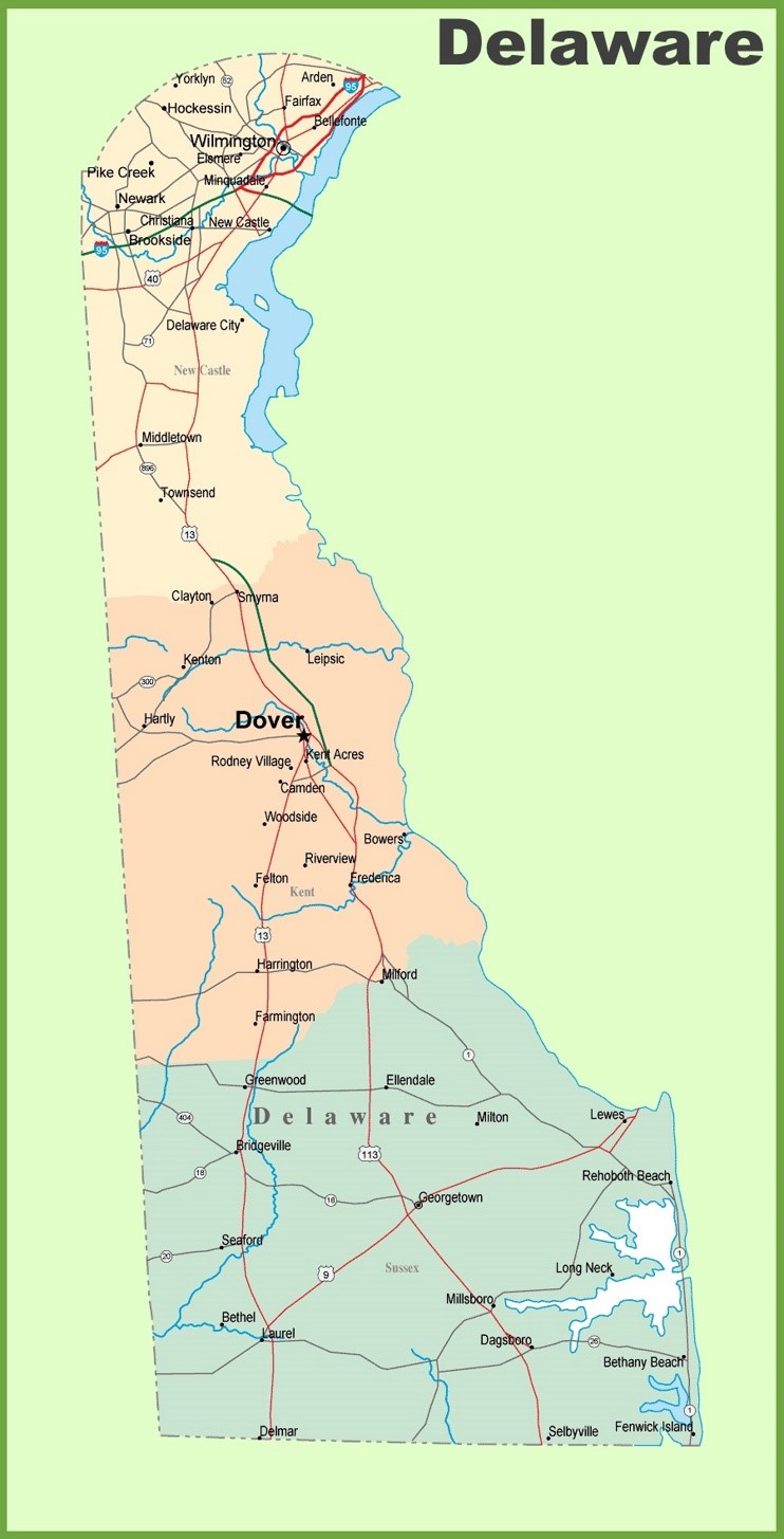 Map Of Delaware With Cities And Towns