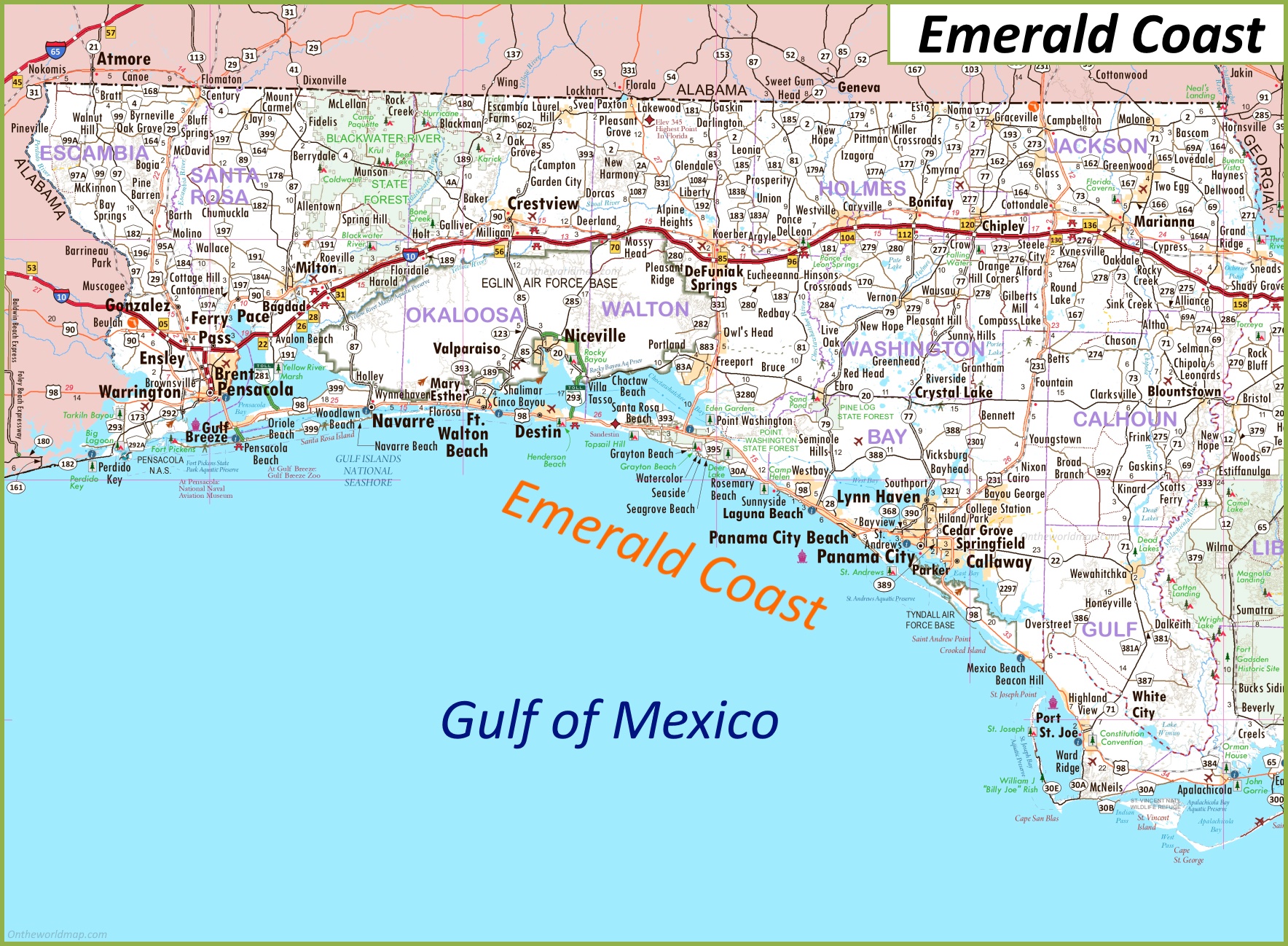 Emerald Coast Map | Florida, U.S. | Detailed Maps of Emerald Coast