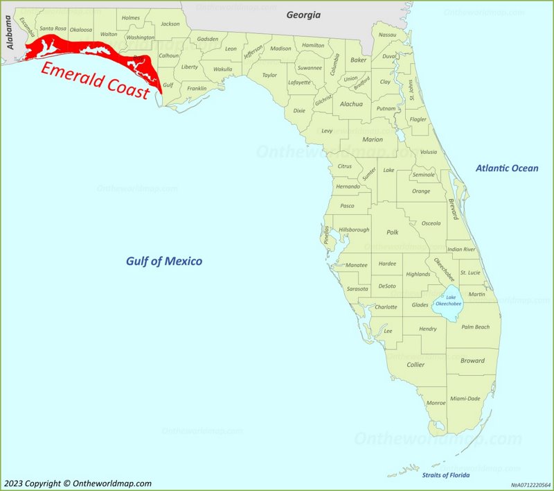 Emerald Coast Location On The Florida Map