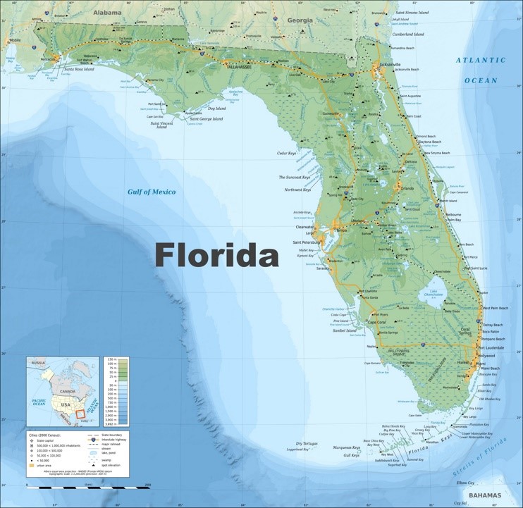Florida physical map
