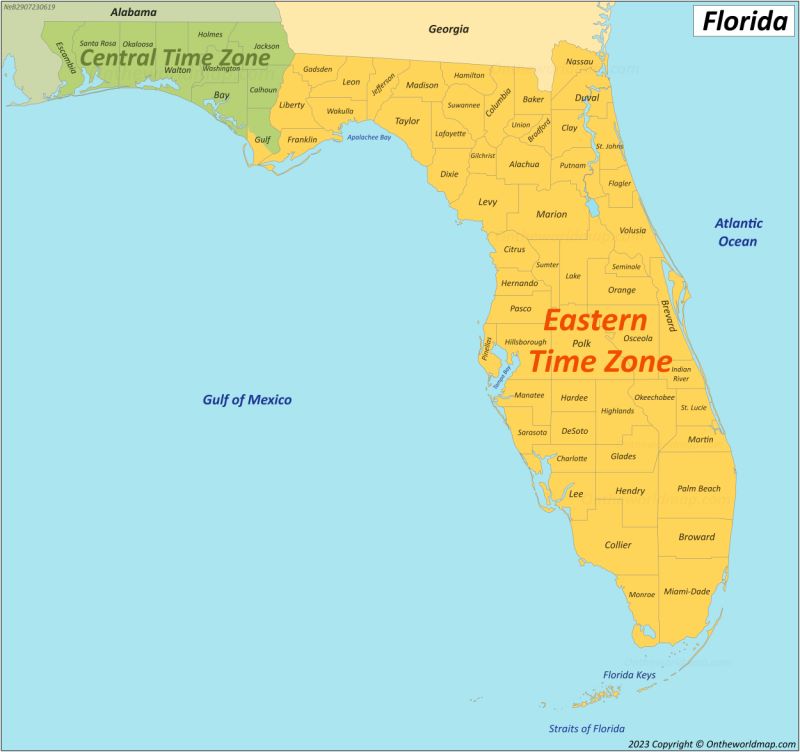 Florida Time Zones Map Ontheworldmap