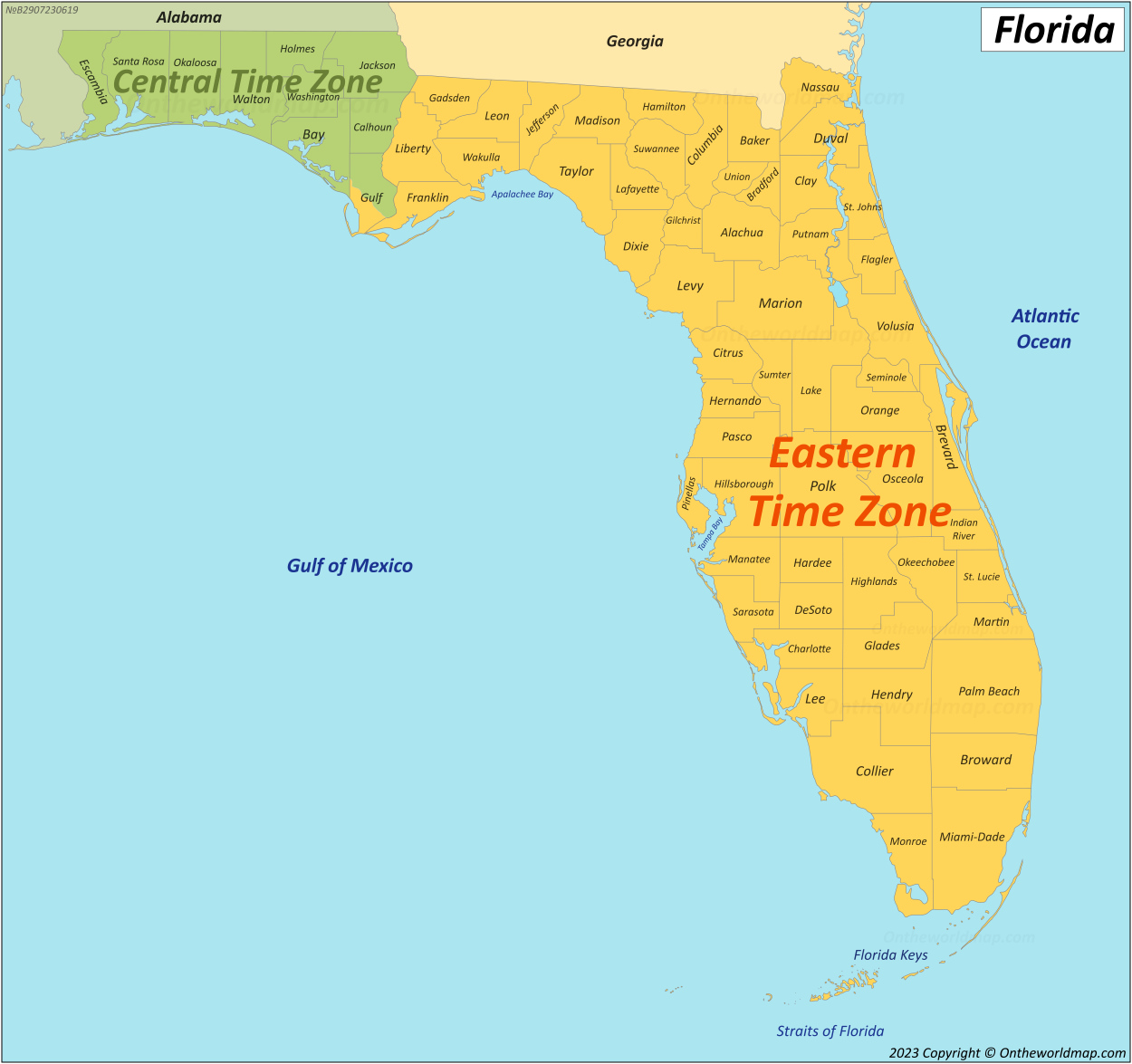 Florida Time Zones Map Ontheworldmap