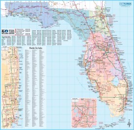 Large detailed tourist map of Florida