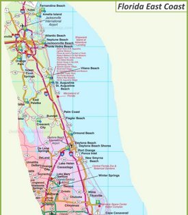 Map of Florida East Coast