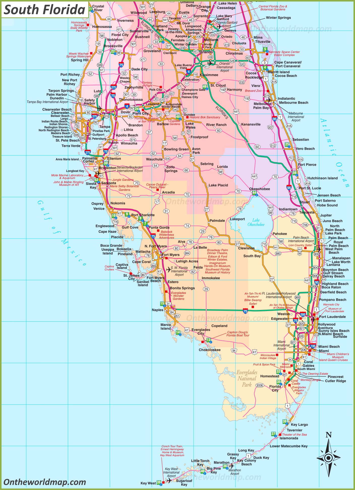 Large Detailed Roads And Highways Map Of Florida State With All Cities ...