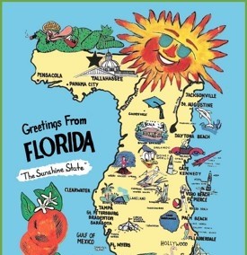 Pictorial travel map of Florida