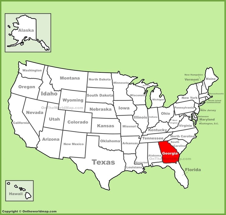 Georgia location on the U.S. Map